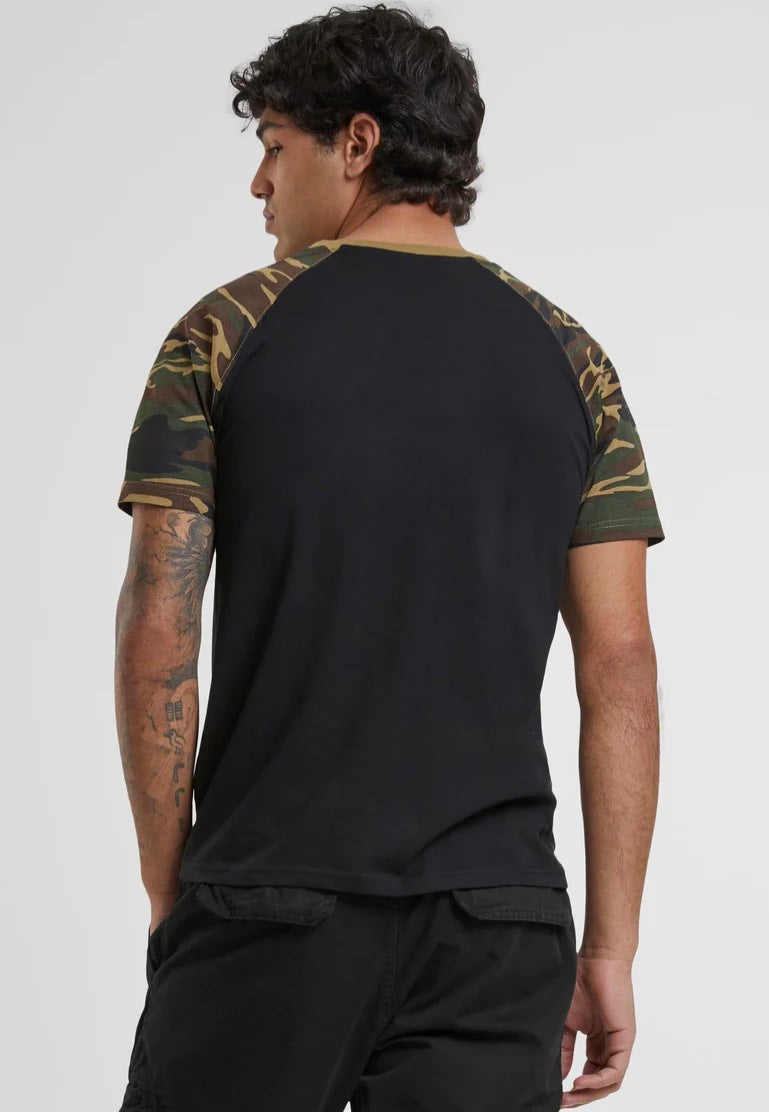 Urban Classics - Raglan Contrast Black/Woodcamo - T-Shirt Buy Cheap Official Site