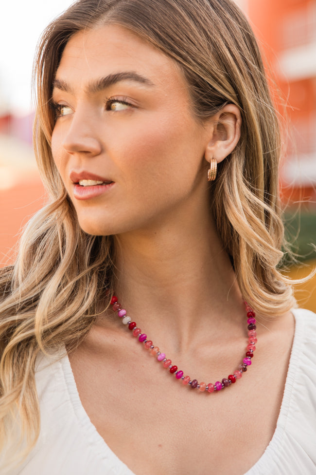 Pink Beaded Necklace Exclusive Online