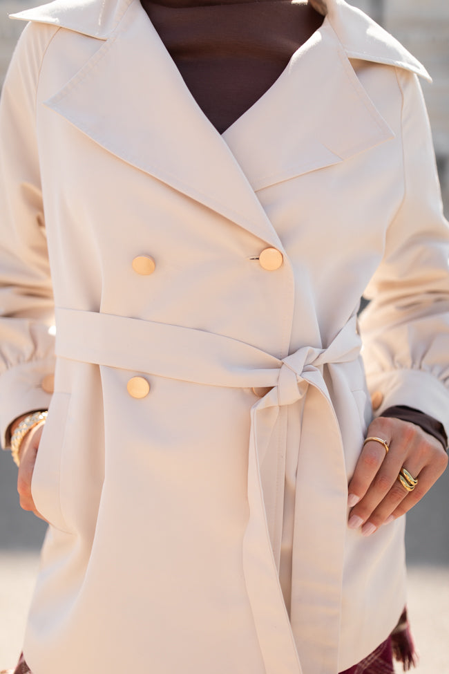 In The Trenches Beige Mid Length Trench Coat FINAL SALE Sale Genuine