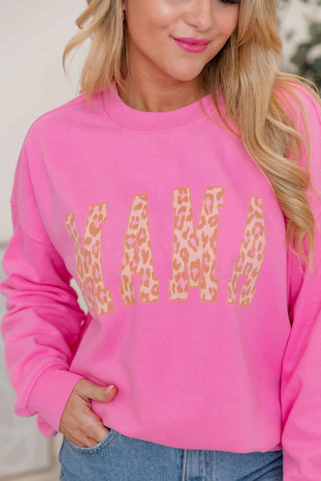 Mama Leopard Pink Oversized Graphic Sweatshirt Enjoy Cheap Online