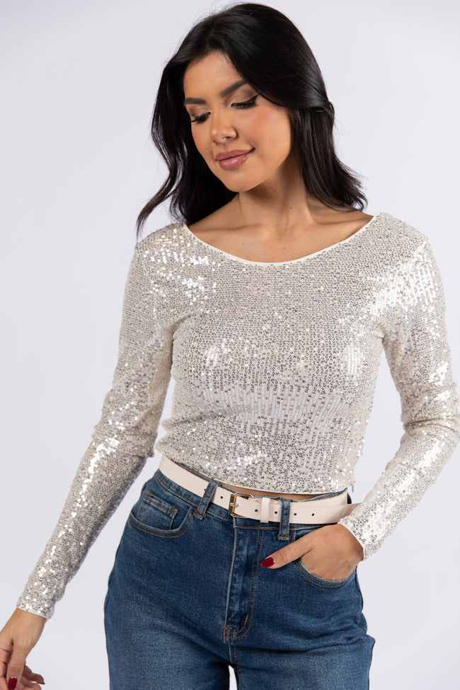 Tidings To You Champagne Smocked Back Sequin Top FINAL SALE Buy Cheap Factory Outlet