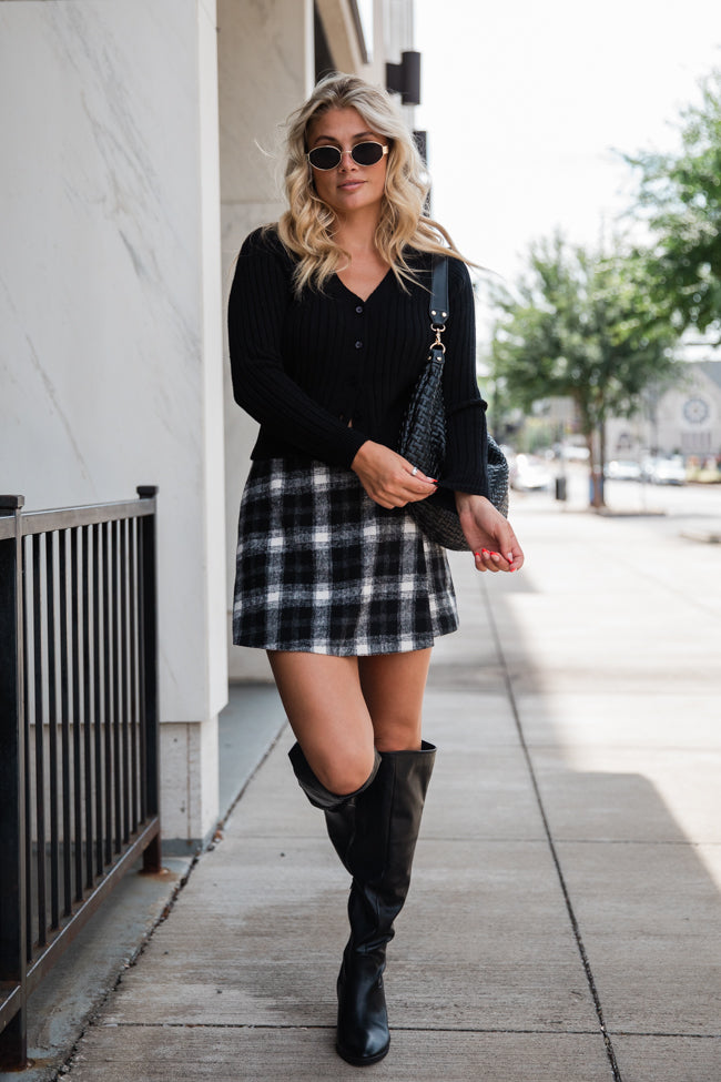 Sweet Escapes Black Plaid Skort Clearance Footlocker Pictures