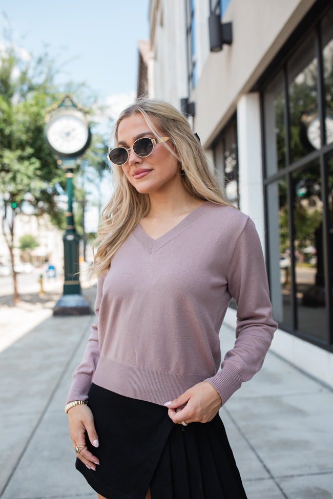 Let's Be Honest Mocha V-Neck Sweater SALE