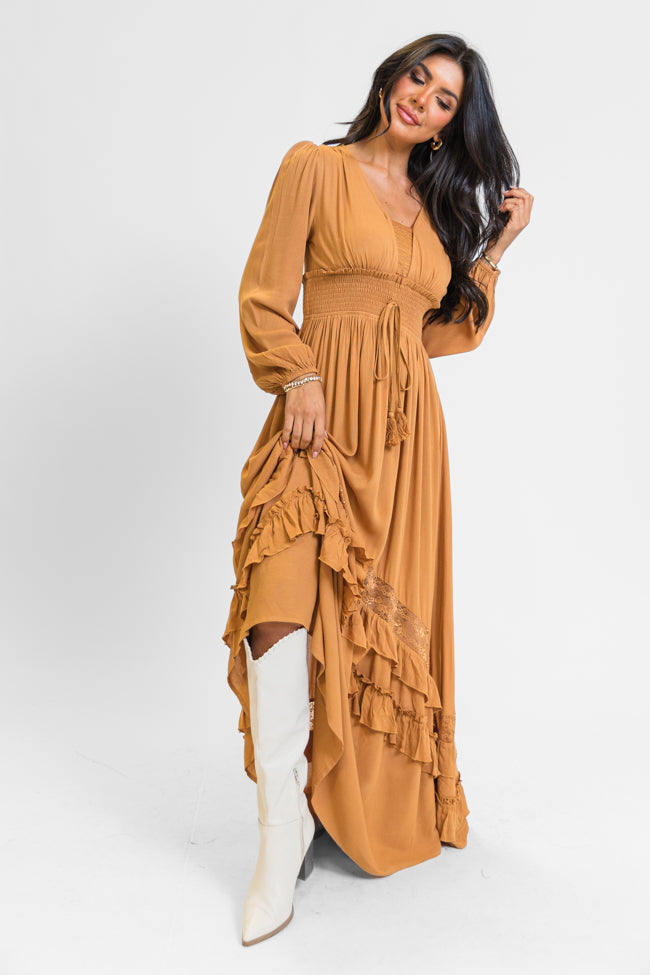 Lucky To Have You Camel Maxi Dress The Cheapest Cheap Online