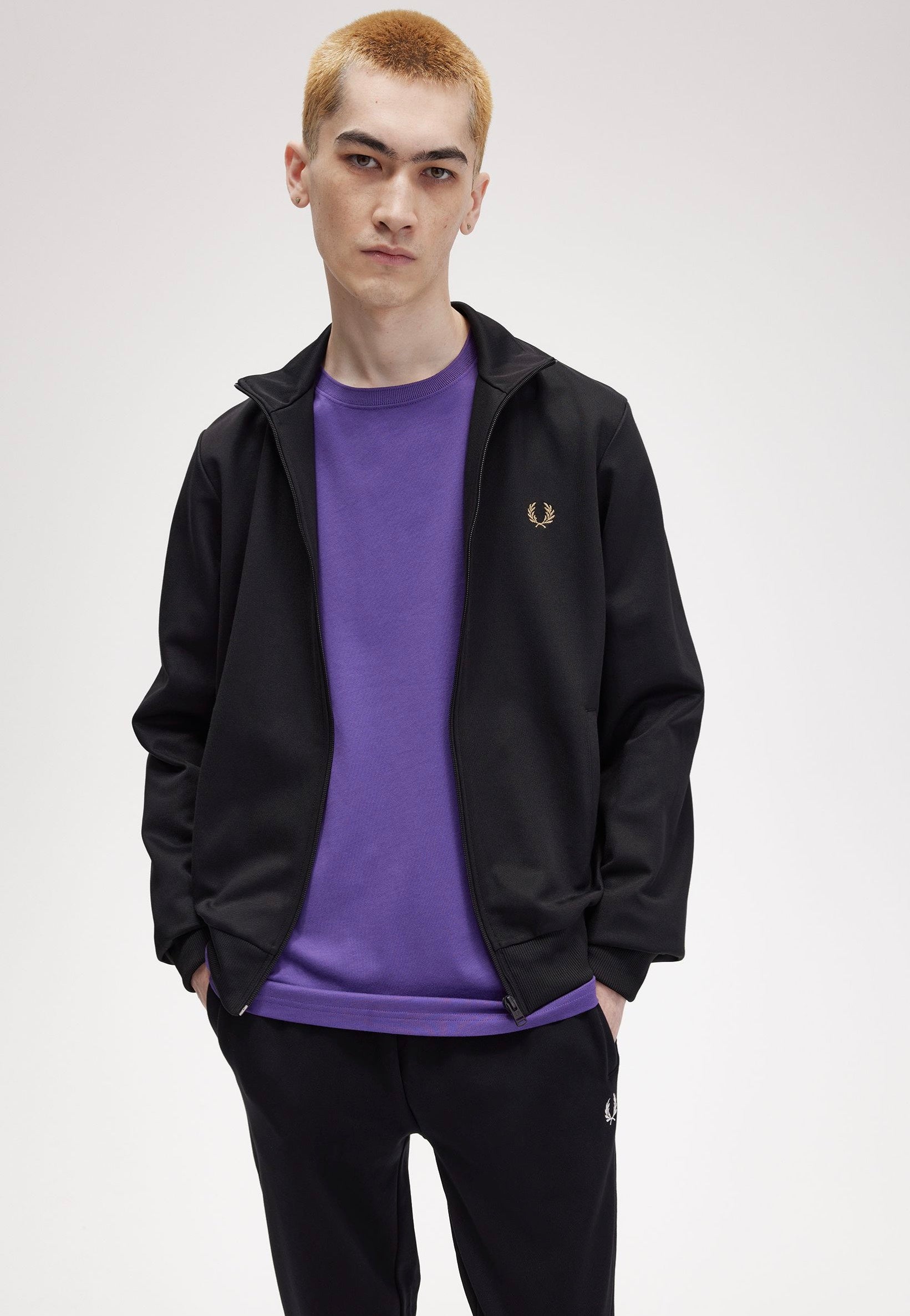 Fred Perry - Track Black/Mtalicgold - Track Jacket Manchester Great Sale Cheap Pice