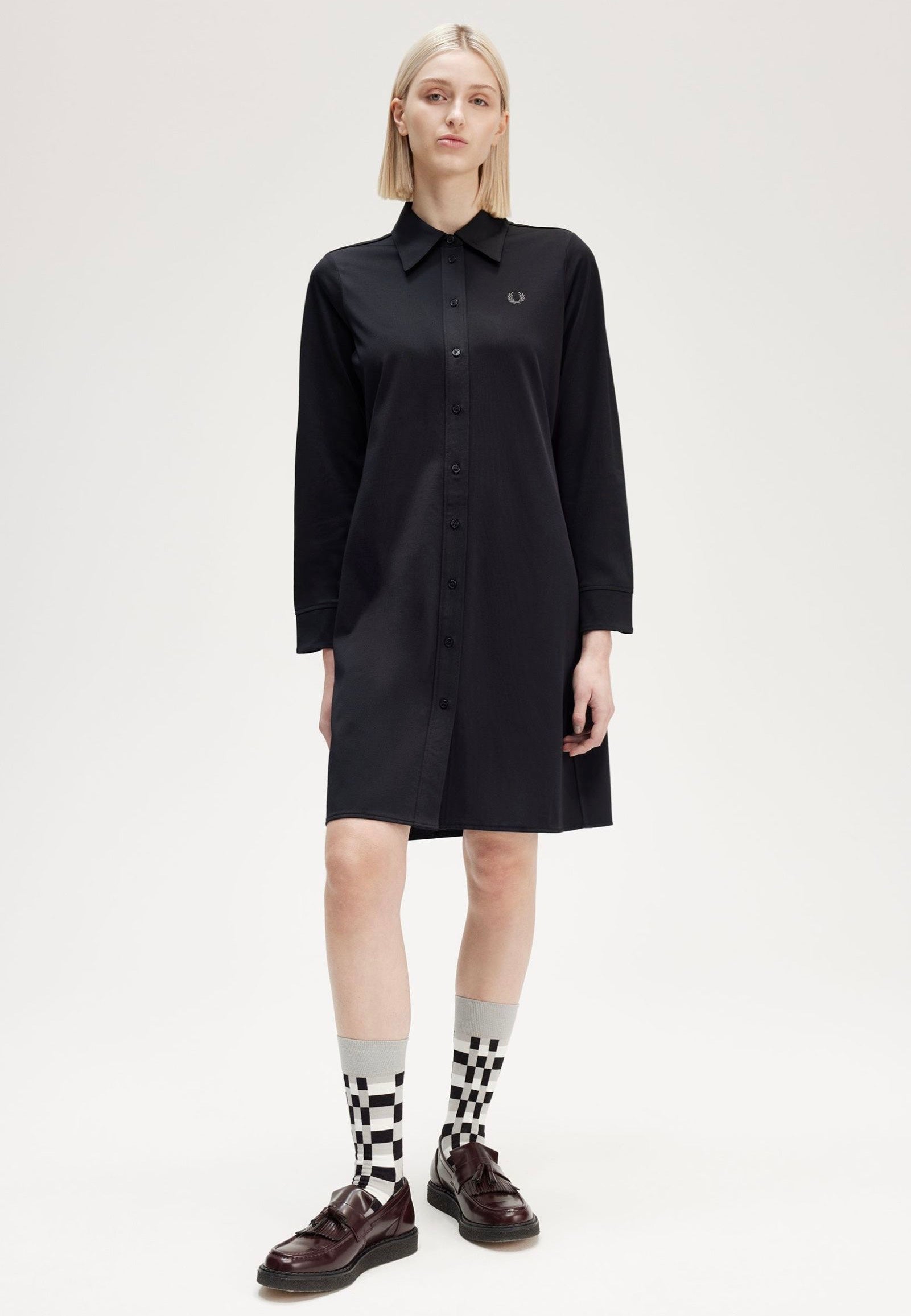 Fred Perry - Button Through Black - Dress For Sale Free Shipping