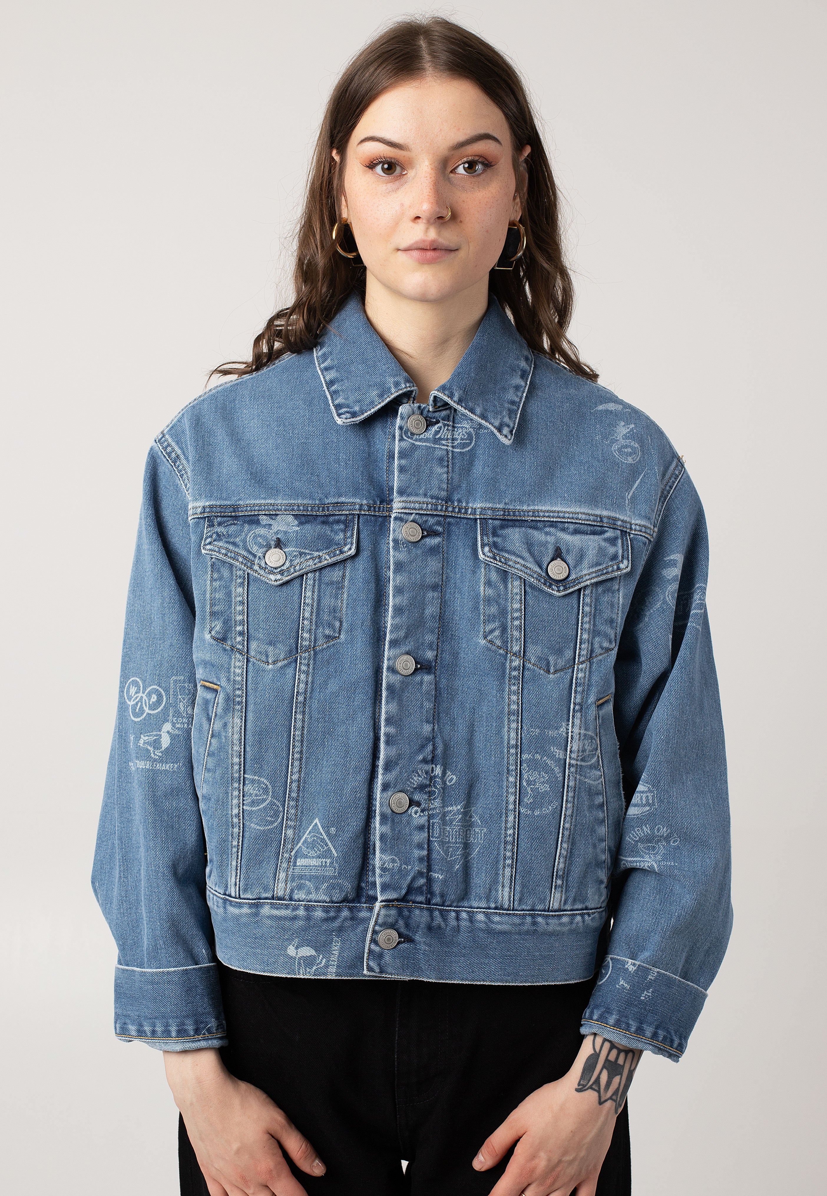 Carhartt WIP - W' Stamp Jeans Jacket Bleached Stamp Print/Blue - Jeans Jacket