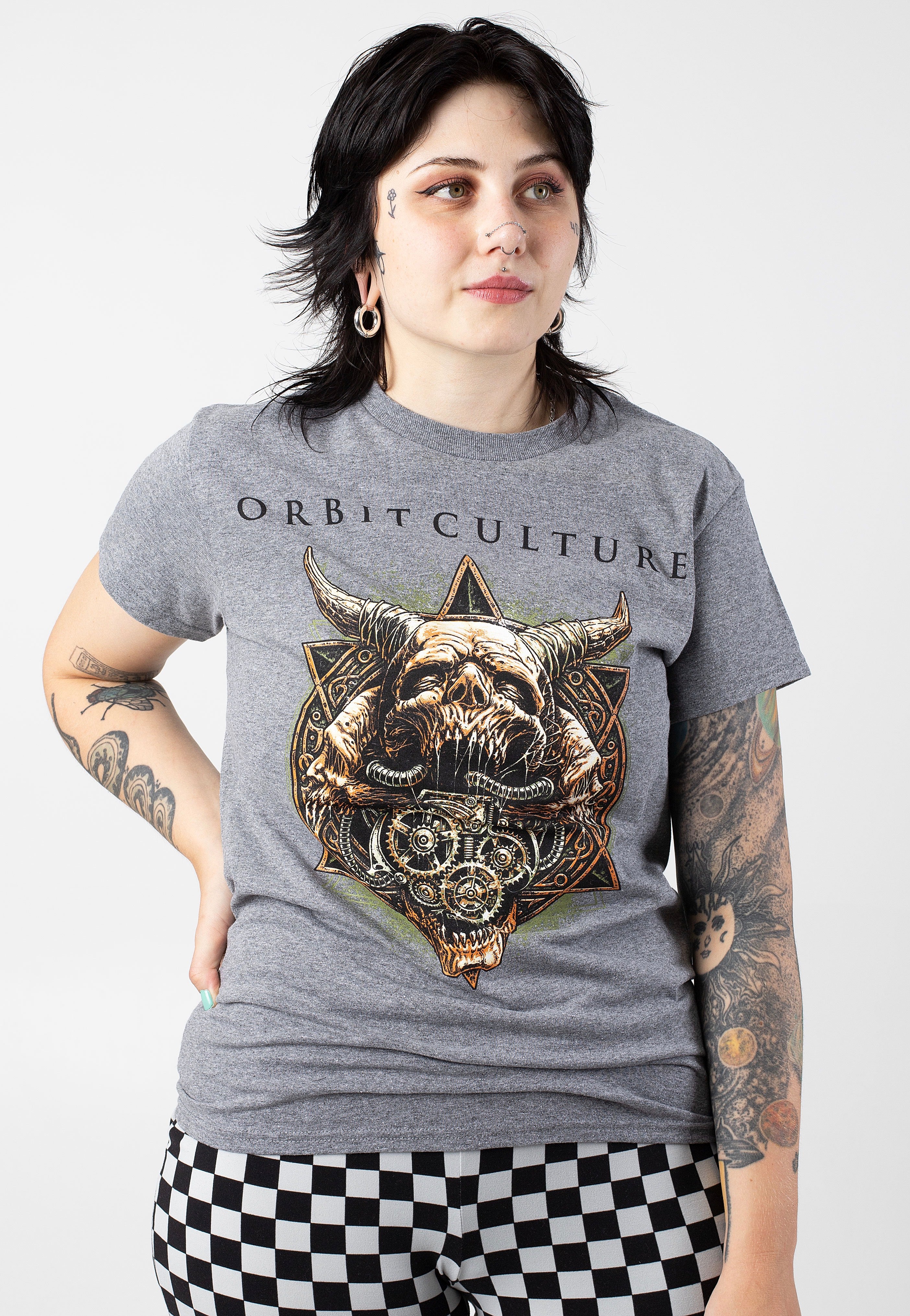 Orbit Culture - Horned Skull Graphite Heather - T-Shirt Looking For Sale Online