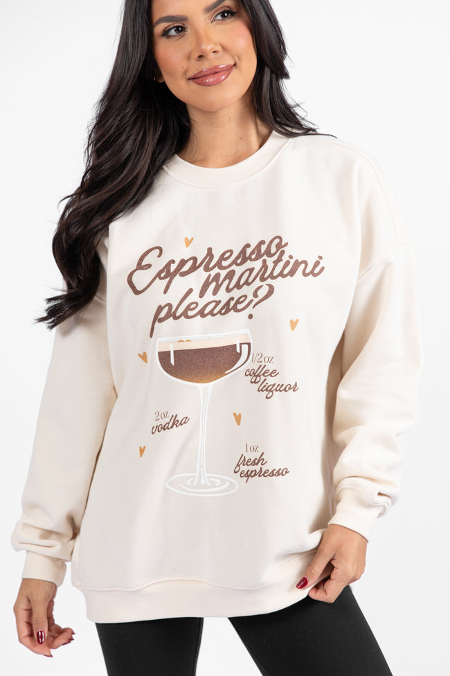 Espresso Martini Please Cream Oversized Graphic Sweatshirt Official Sale Online