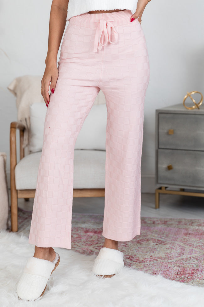 One Thing At A Time Pink Textured Checkered Lounge Pant FINAL SALE Buy Cheap Sast