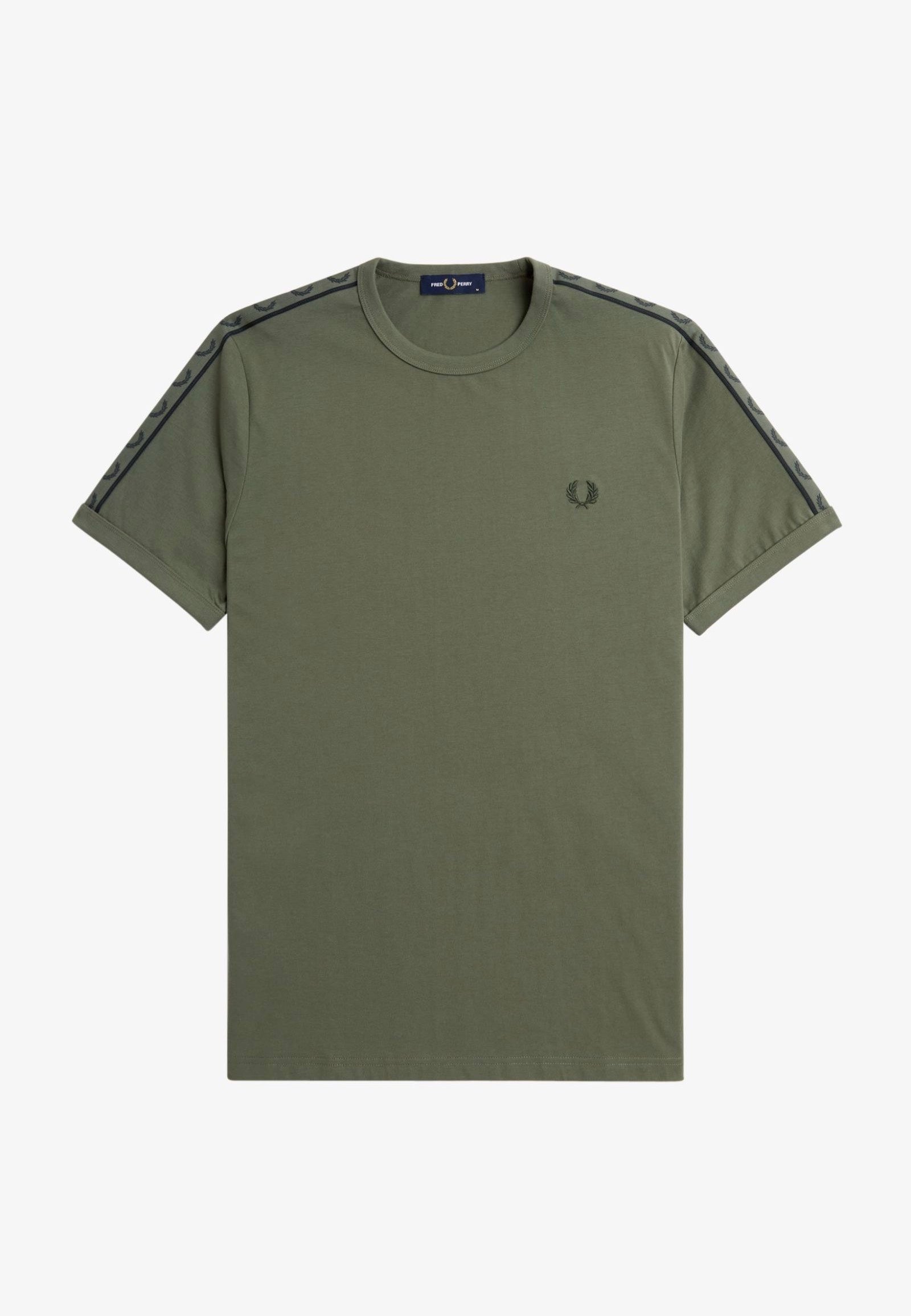 Fred Perry - Contrast Tape Ringer Laurel Wreath Green/Night Green - T-Shirt Outlet Clearance