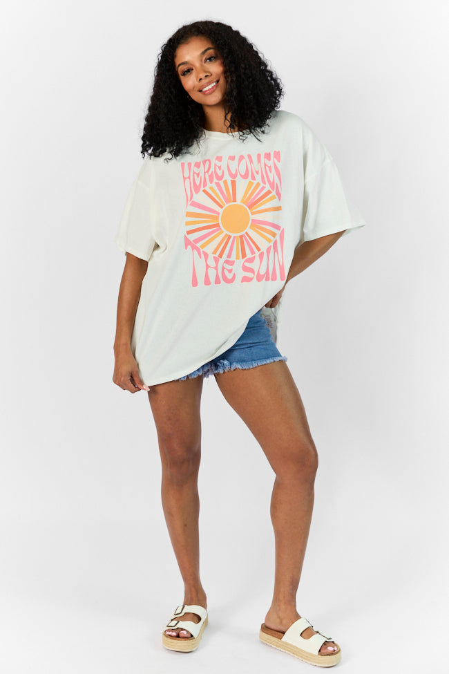 Here Comes The Sun Burst Off White Hyfve Oversized Graphic Tee 2025 New Sale Online