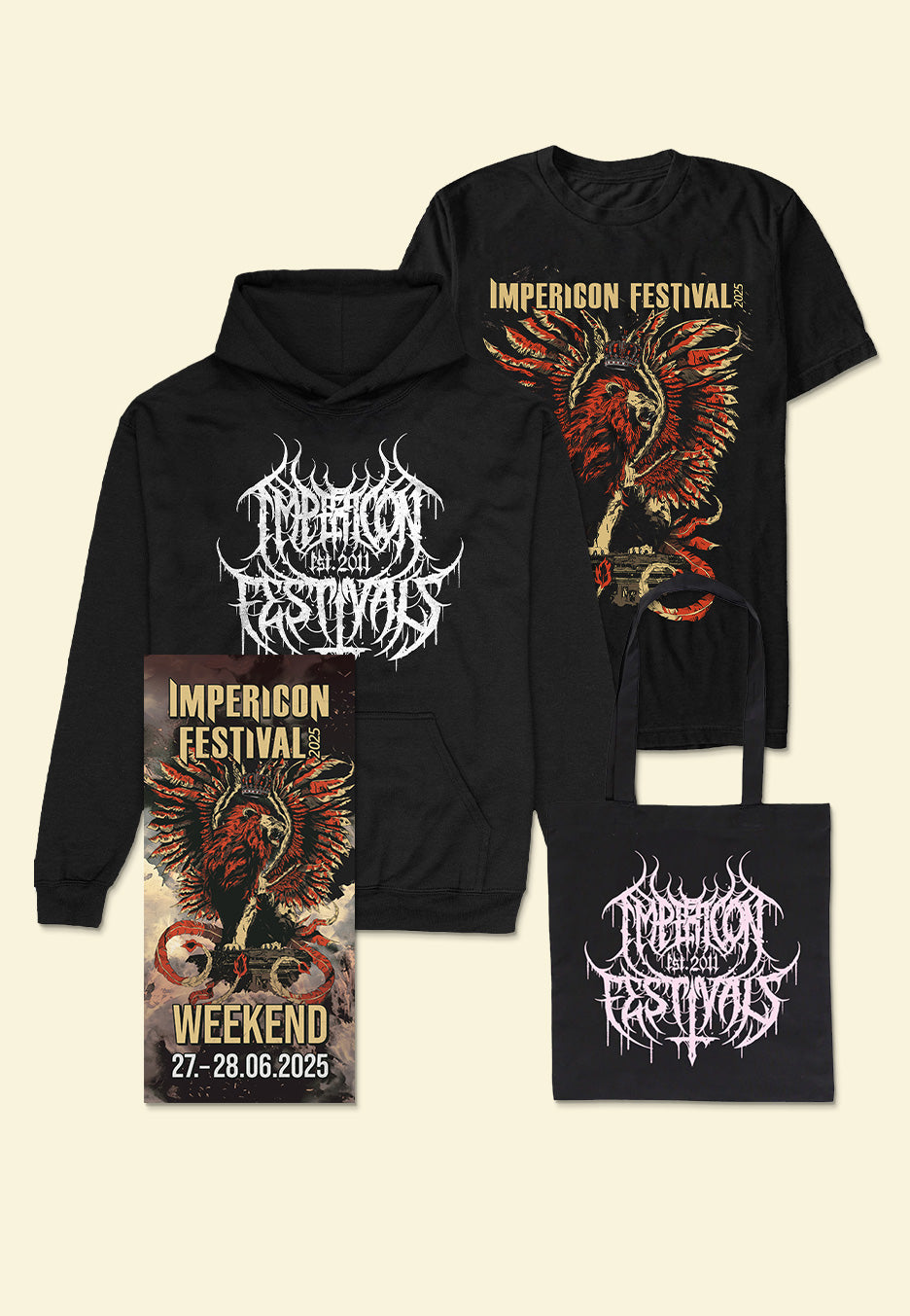 Impericon Festival Leipzig - 27/28.06.2025 20 Years Impericon Black Metal Logo Hoodie Deluxe - Special Ticket Clearance Big Discount