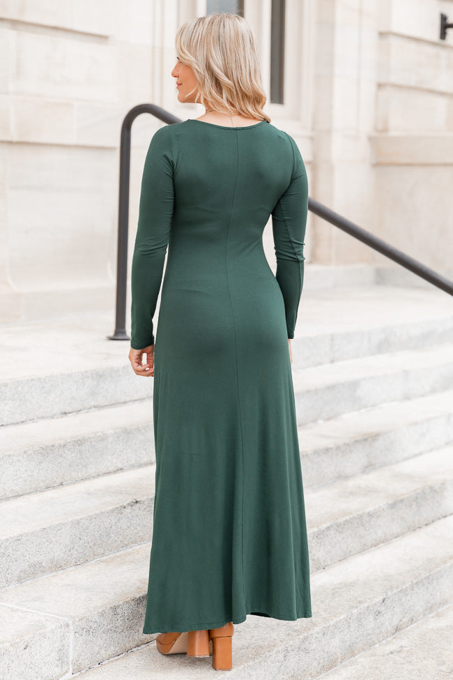 Let Me See Emerald Knit Long Sleeve Maxi Dress With Slit FINAL SALE Cheap Sale Supply