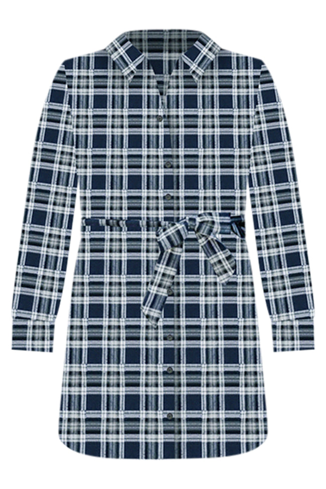 Make My Day Kid's Navy Plaid Shirt Dress FINAL SALE