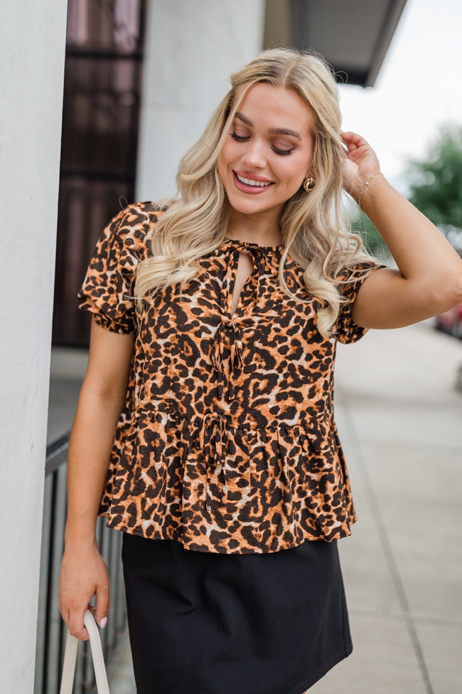 Running Wild Leopard Print Tie Front Blouse FINAL SALE Manchester Cheap Pice