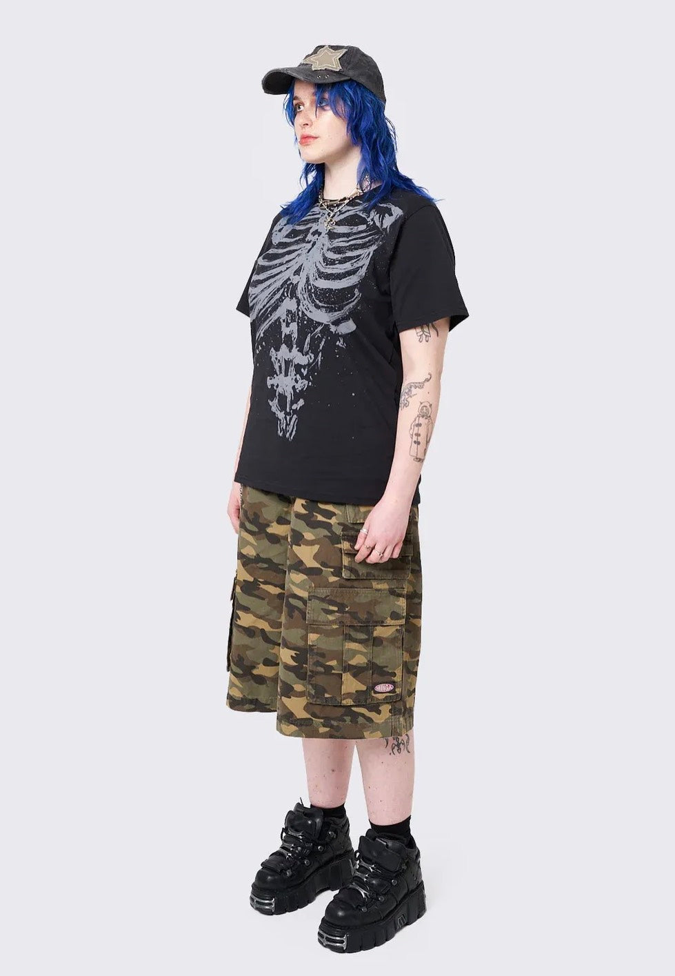 Minga London - Shadowed Bones Black Graphic - T-Shirt Outlet Sast