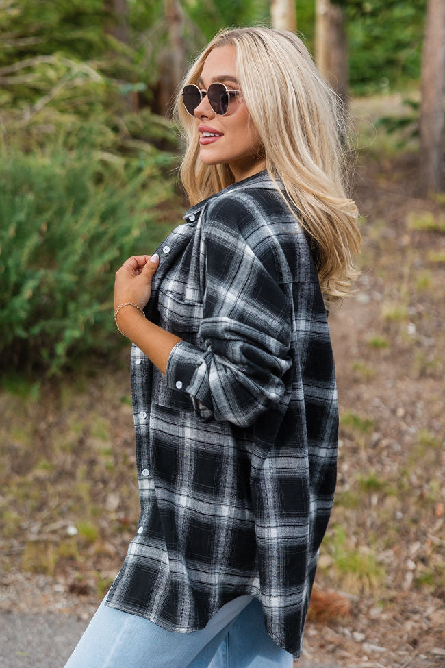 Made Me Realize Black And Ivory Plaid Oversized Button Front Shirt SALE Free Shipping Fashionable