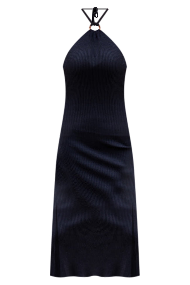 Sweet Wish Black Ring Link Halter Knit Midi Dress FINAL SALE Sale Fast Delivery