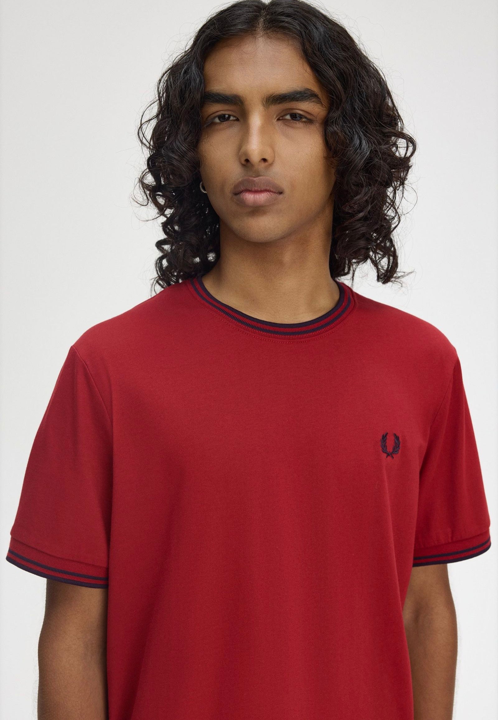 Fred Perry - Twin Tipped Burnt Red/Navy - T-Shirt New Styles Cheap Pice