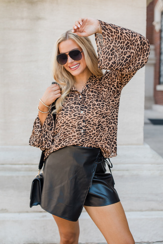 Along For The Drive Leopard Print Bell Sleeve Blouse FINAL SALE Sale View