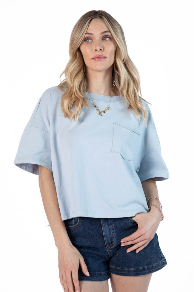 Perfect Staple Blue Soft Knit Pocket Tee Cheapest Cheap Online