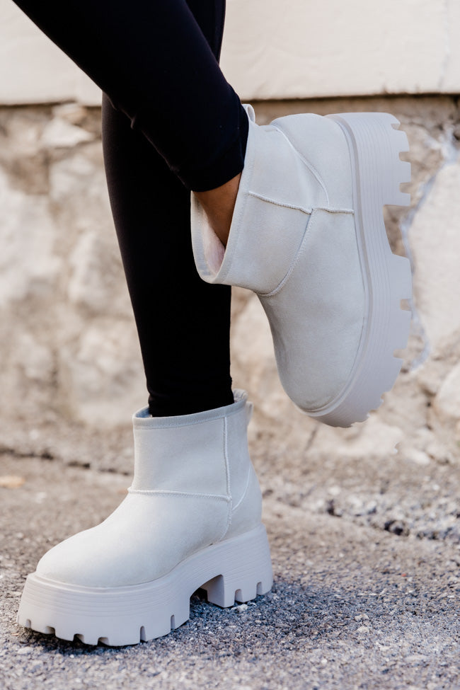 Kate Off White Suede Lug Ankle Booties FINAL SALE Visit For Sale