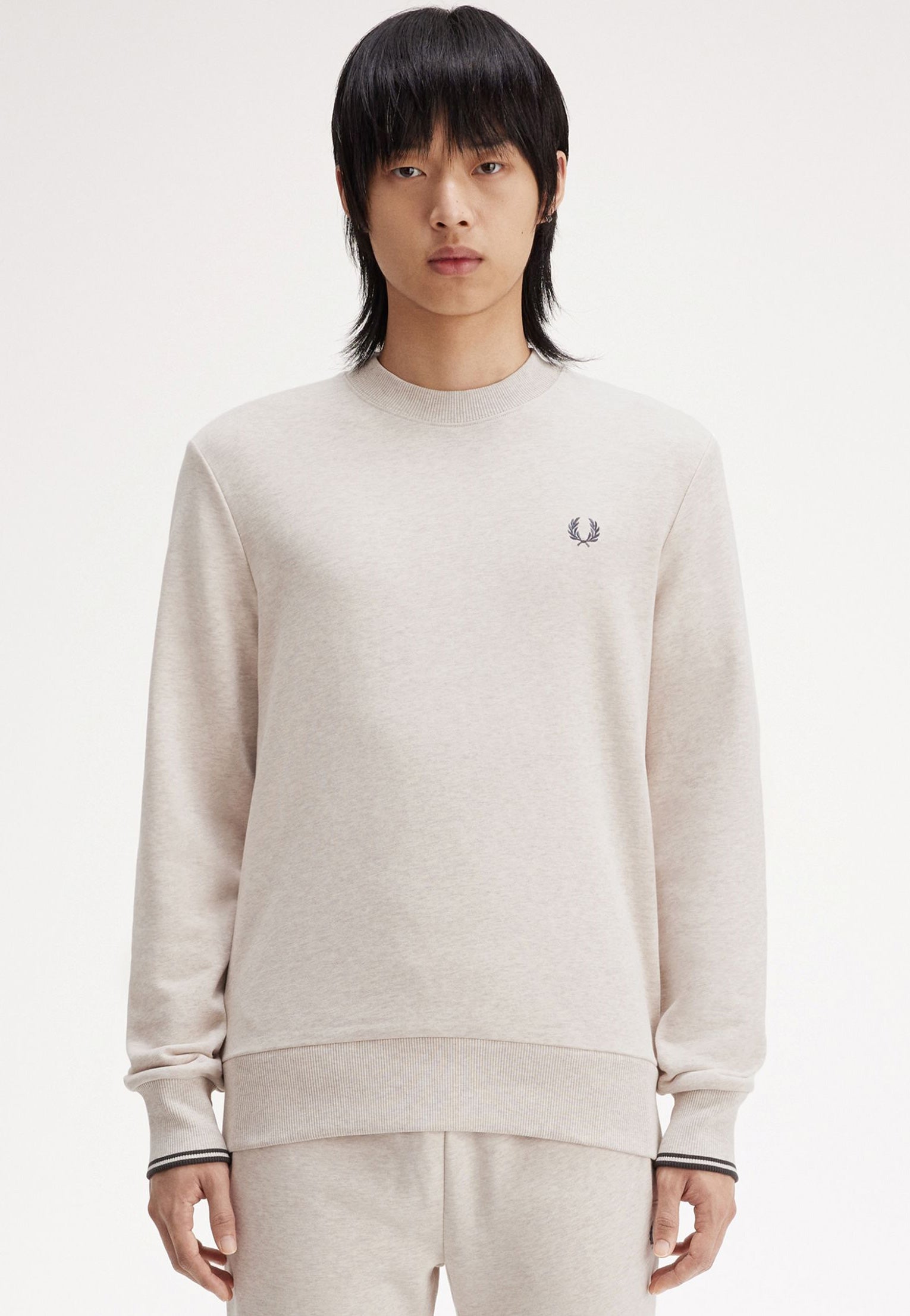 Fred Perry - Crew Neck Porridge Marl/Anchor Grey - Sweater Amazon Cheap Pice