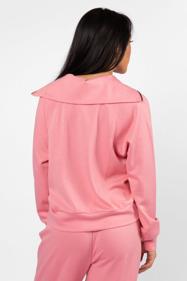 Let's Just Stay Pink Quarter Zip Knit Pullover SALE