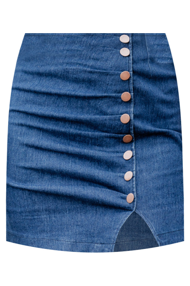 Feels So Right Dark Wash Side Button Denim Mini Skirt Extremely Cheap Online