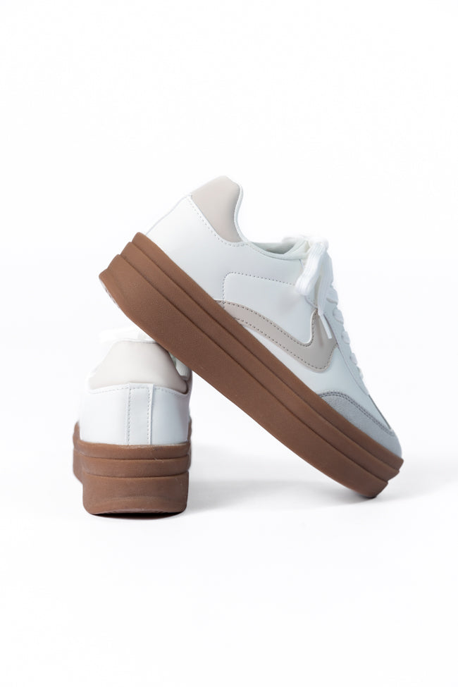 Giselle White and Tan Platform Sneaker Hot Sale Online