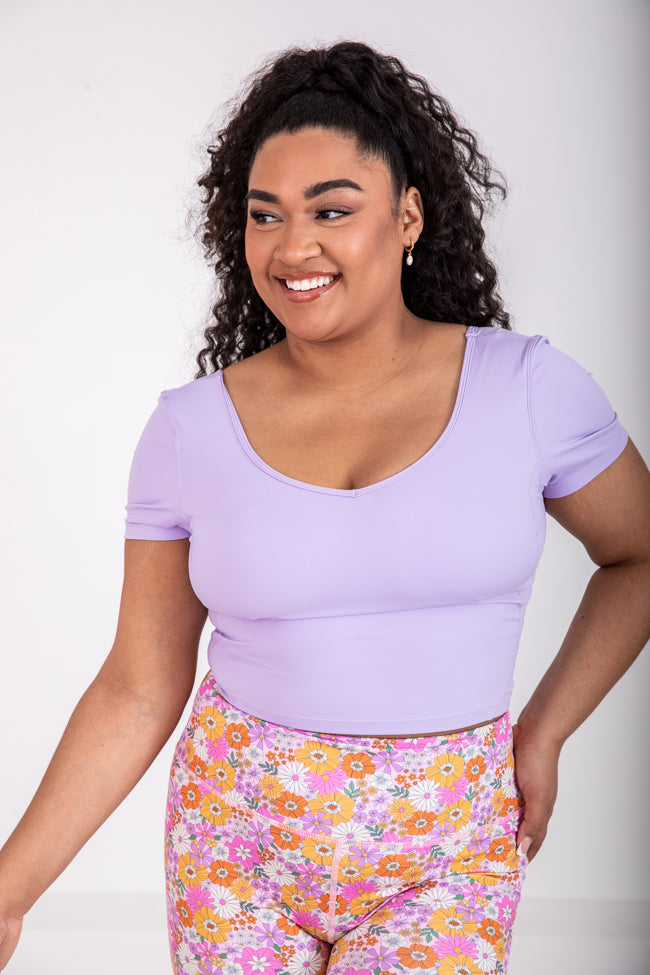 Carpe Diem Lilac Active Short Sleeve Top FINAL SALE Original Online