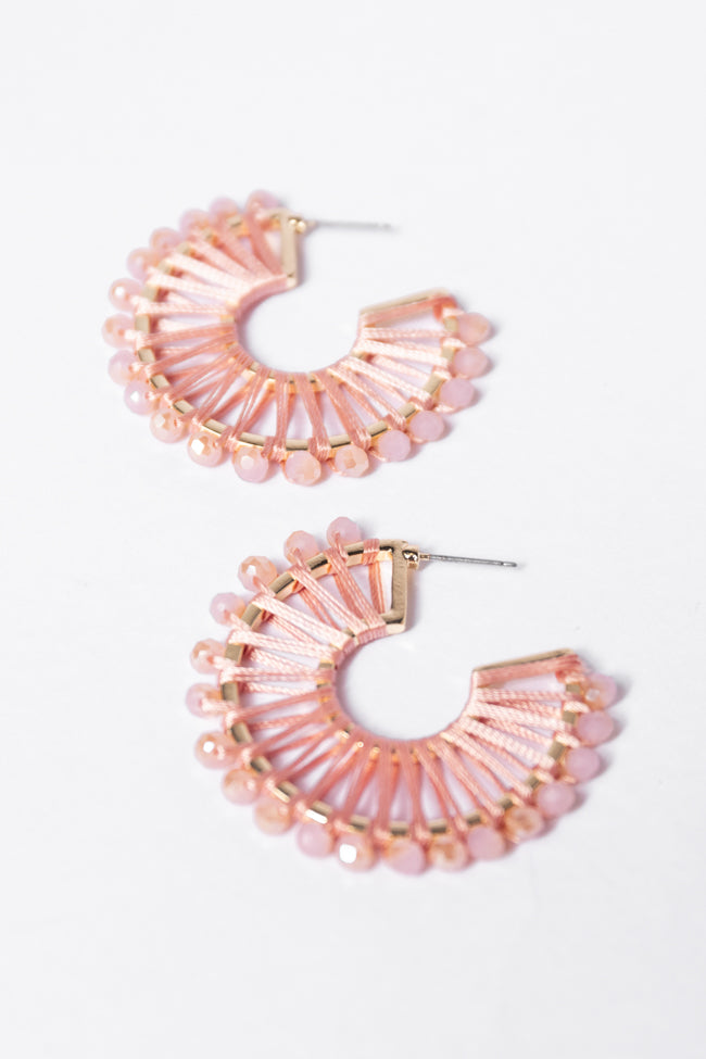 Pink Thread Wrapped Hoop Earrings For Sale Cheap Pice