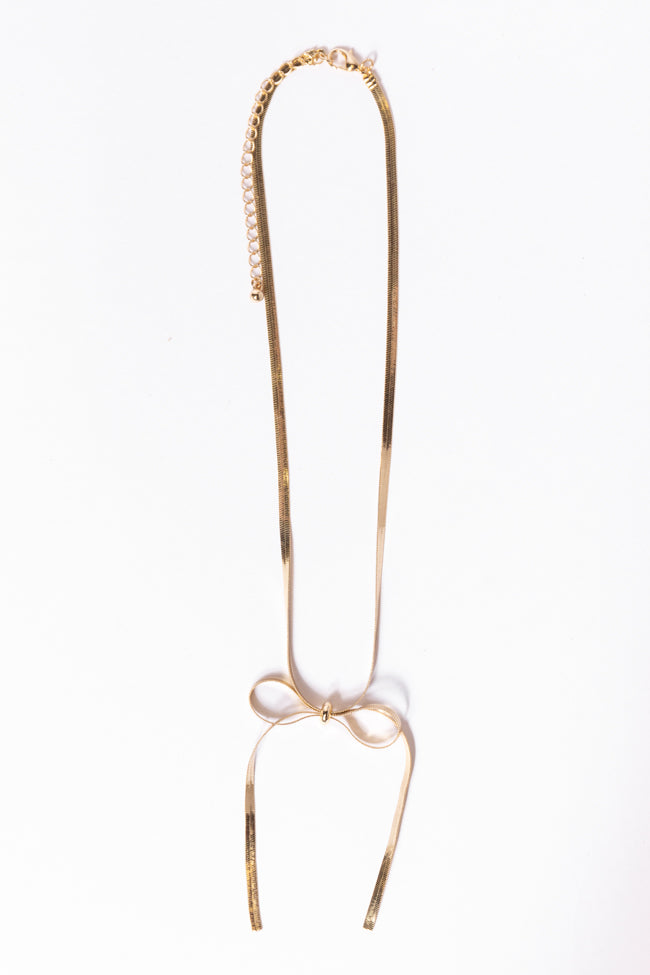 Snake Chain Gold Bow Necklace Cheap With Mastercard