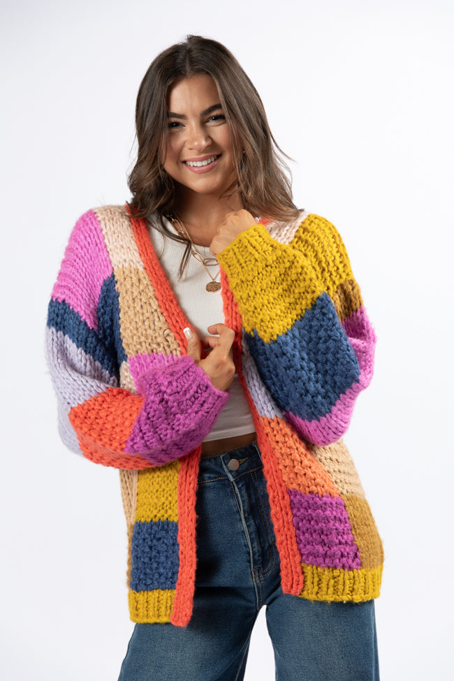 Still Deciding Multi Color Block Cardigan SALE Official For Sale