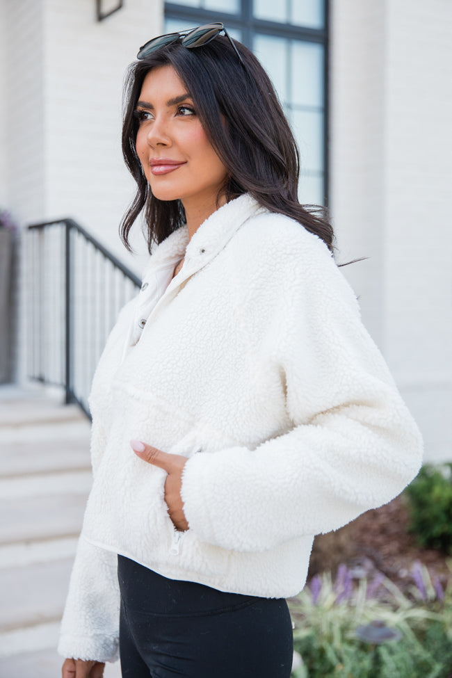 Headed To The Slopes White Sherpa Pullover FINAL SALE Cheap For Cheap