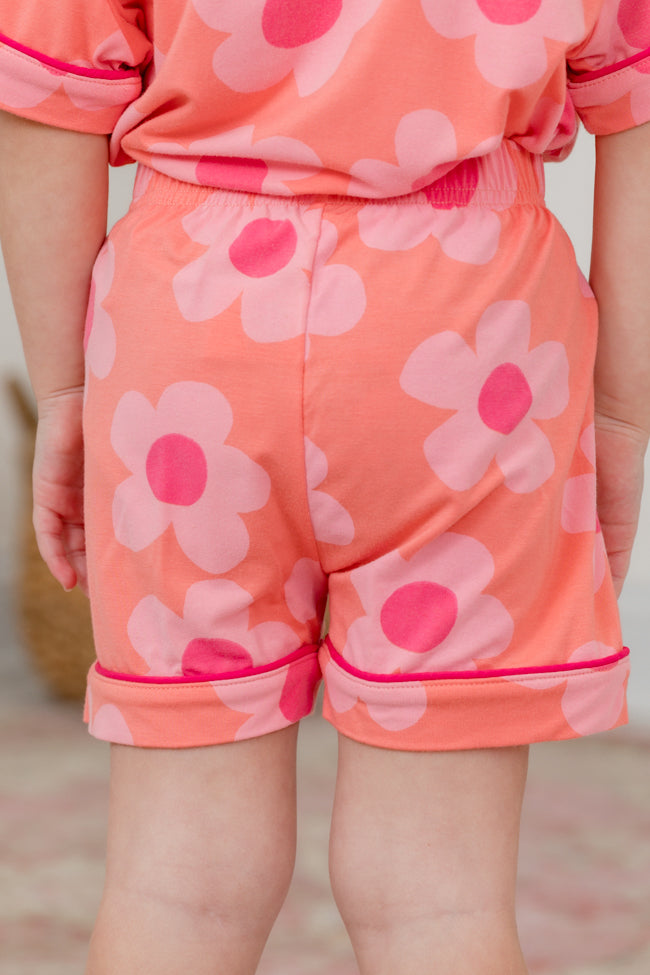 Kid's Good To Get Away Orange and Pink Floral Pajama Set