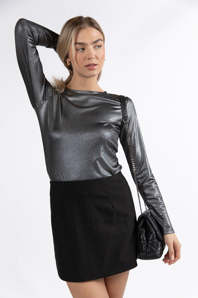 Smitten For You Black Shimmer Fitted Top FINAL SALE Pictures Cheap Online