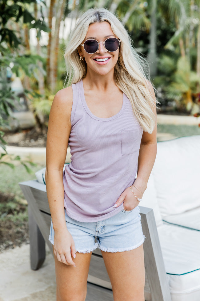 Knowing You Ribbed Racerback Lilac Tank FINAL SALE Professional Online