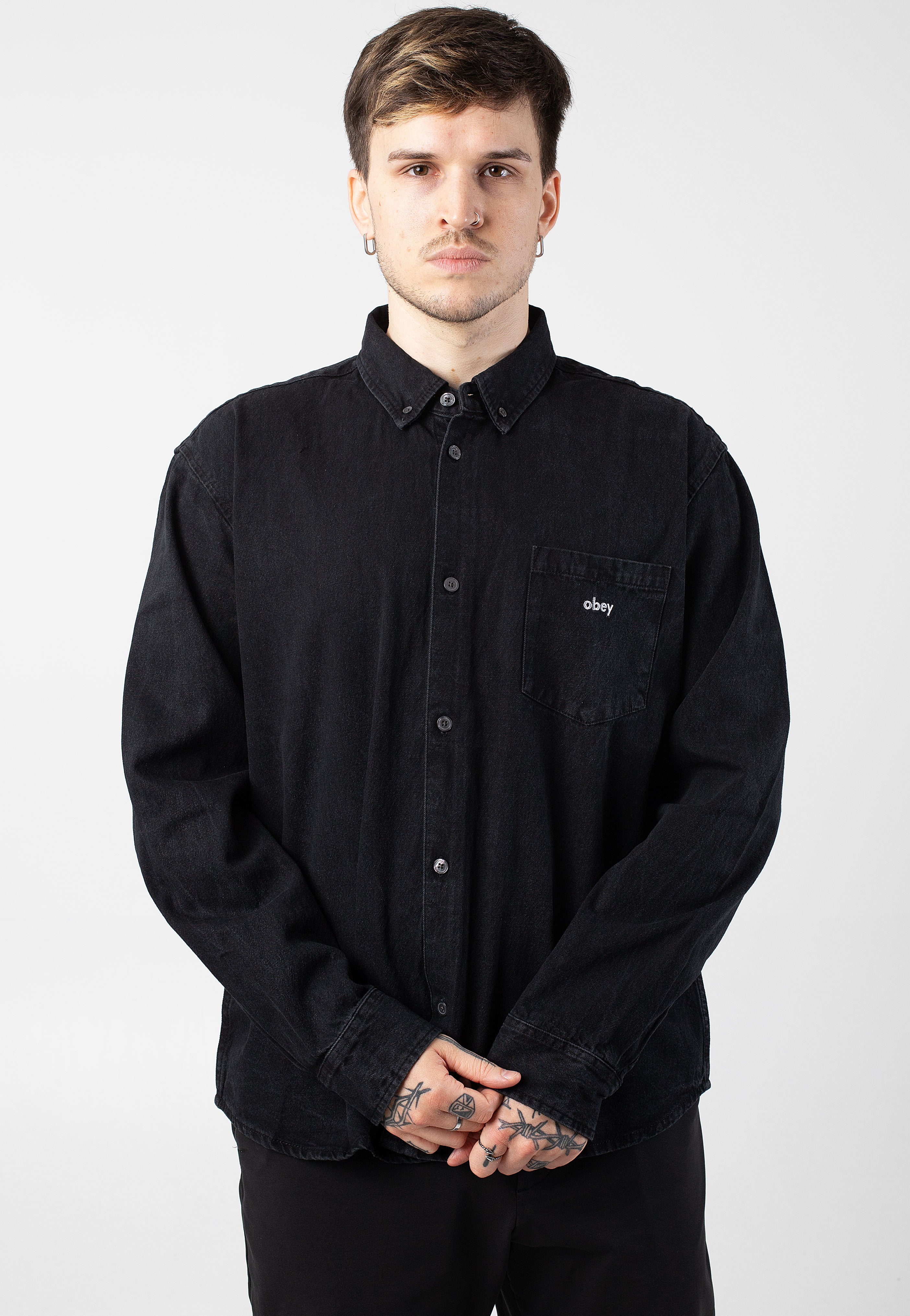 Obey - Logan Denim Woven Faded Black - Shirt New Arrival Cheap Online