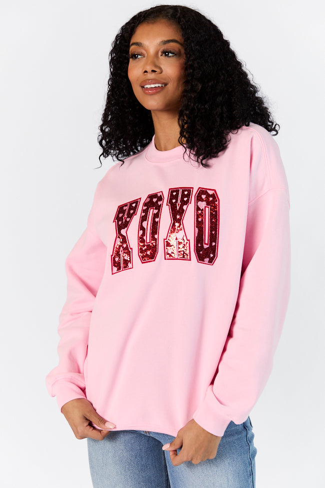 XOXO Patch Light Pink Oversized Sweatshirt FINAL SALE Get Authentic Cheap Online