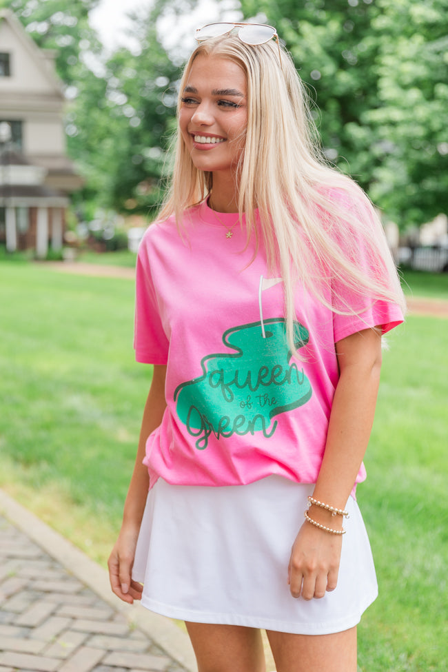 Queen of the Green Hot Pink Oversized Graphic Tee Pay With Visa