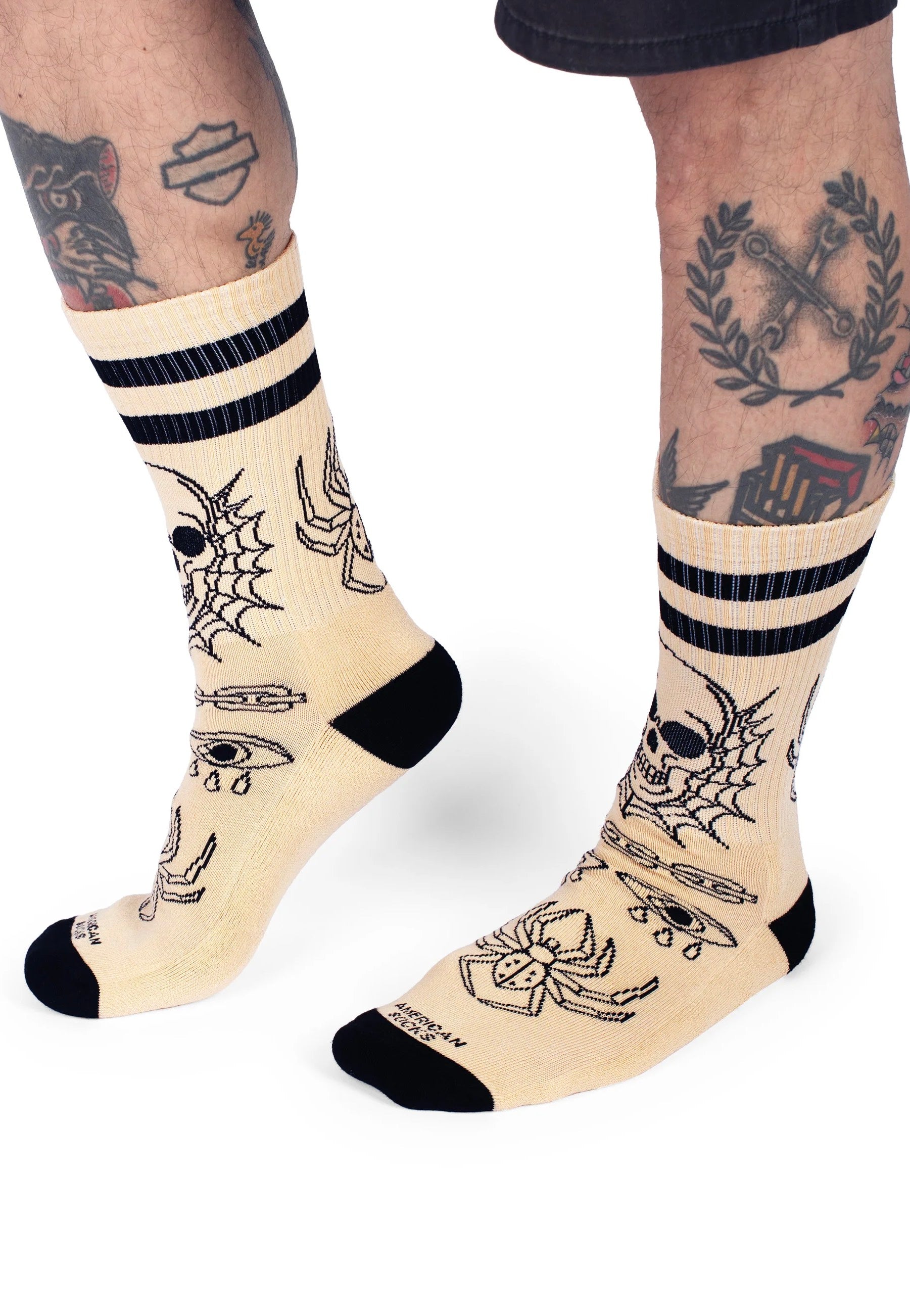 American Socks - Spider's Lair Mid High Beige - Socks