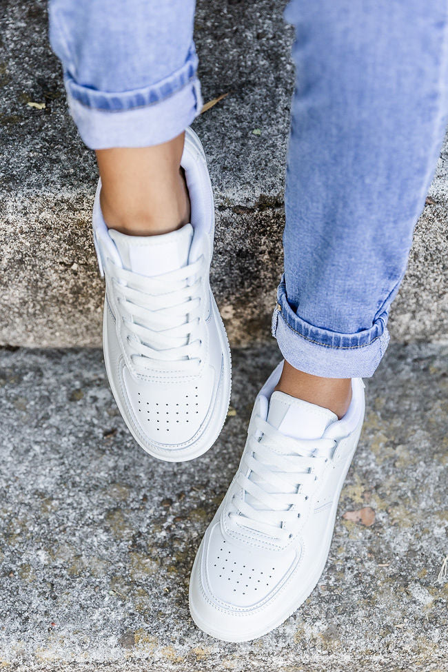 Kandace White Leather Sneakers FINAL SALE Clearance How Much