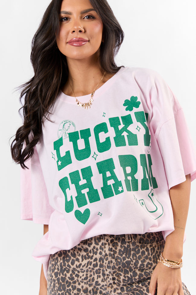 Lucky Charm Soft Pink Hyfve Oversized Graphic Tee Really Cheap