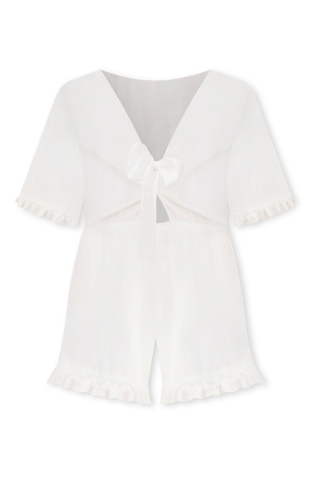 Walk In The Park White Gauze Tie Romper FINAL SALE Free Shipping Manchester