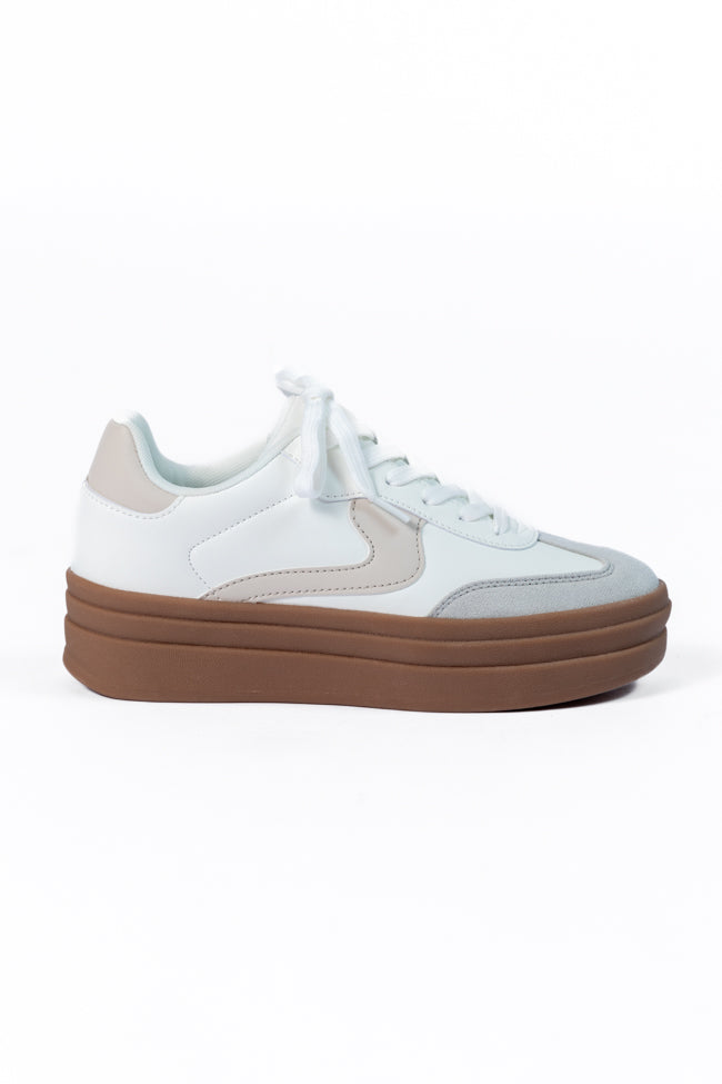 Giselle White and Tan Platform Sneaker Hot Sale Online