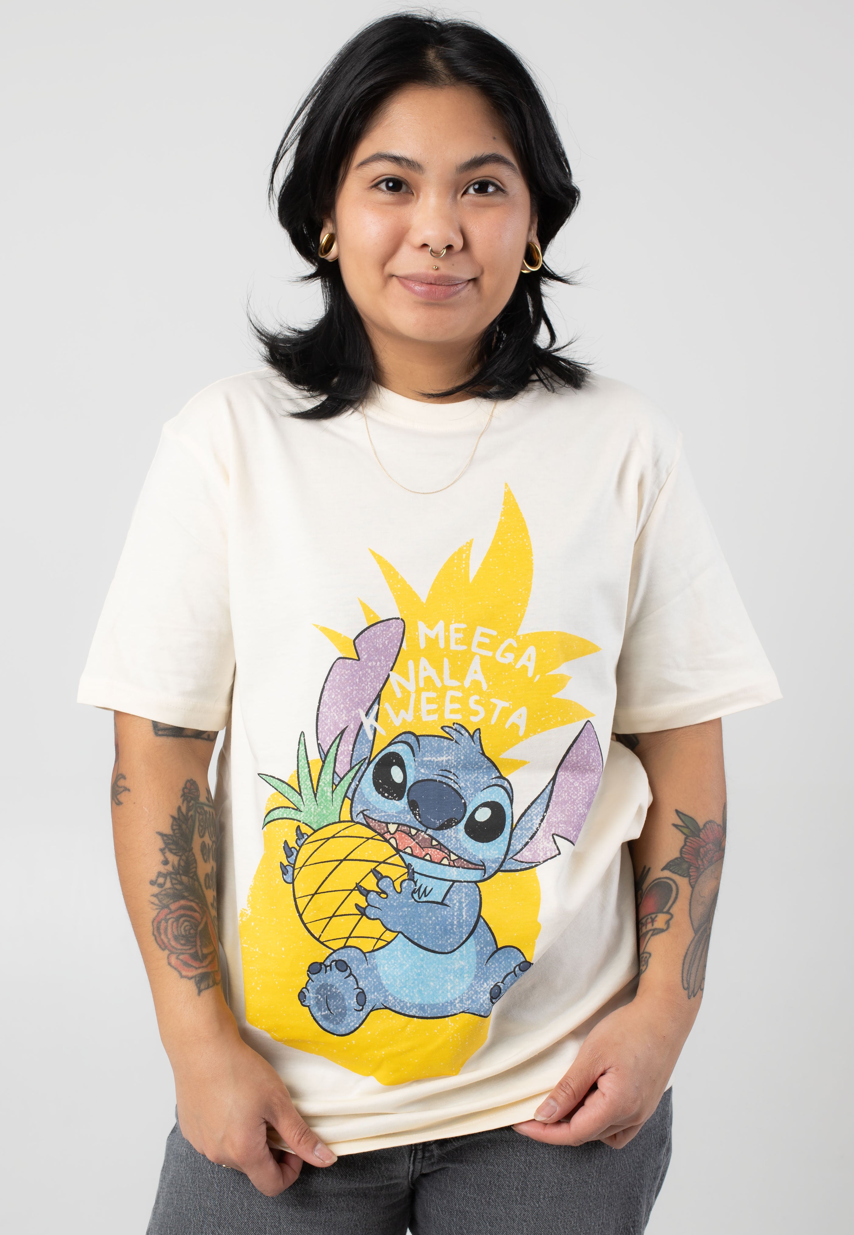 Lilo & Stitch - Pineapple Stitch Beige - T-Shirt Sale 100% Guaranteed