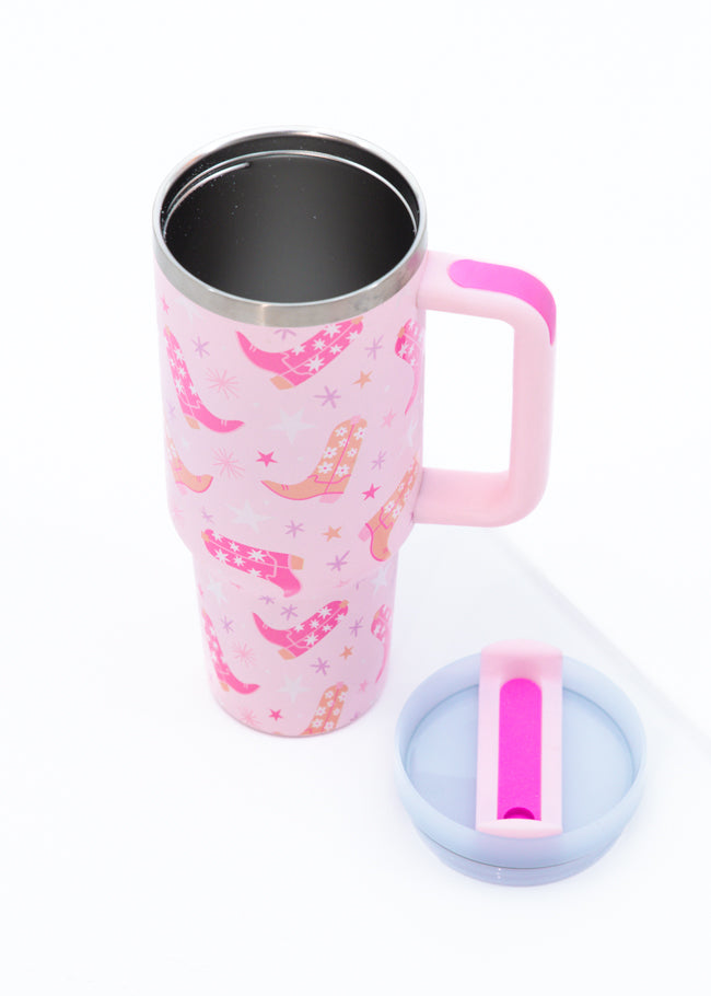 Sippin' Pretty In Giddy Up Girly 40 0z Drink Tumbler With Lid And Straw