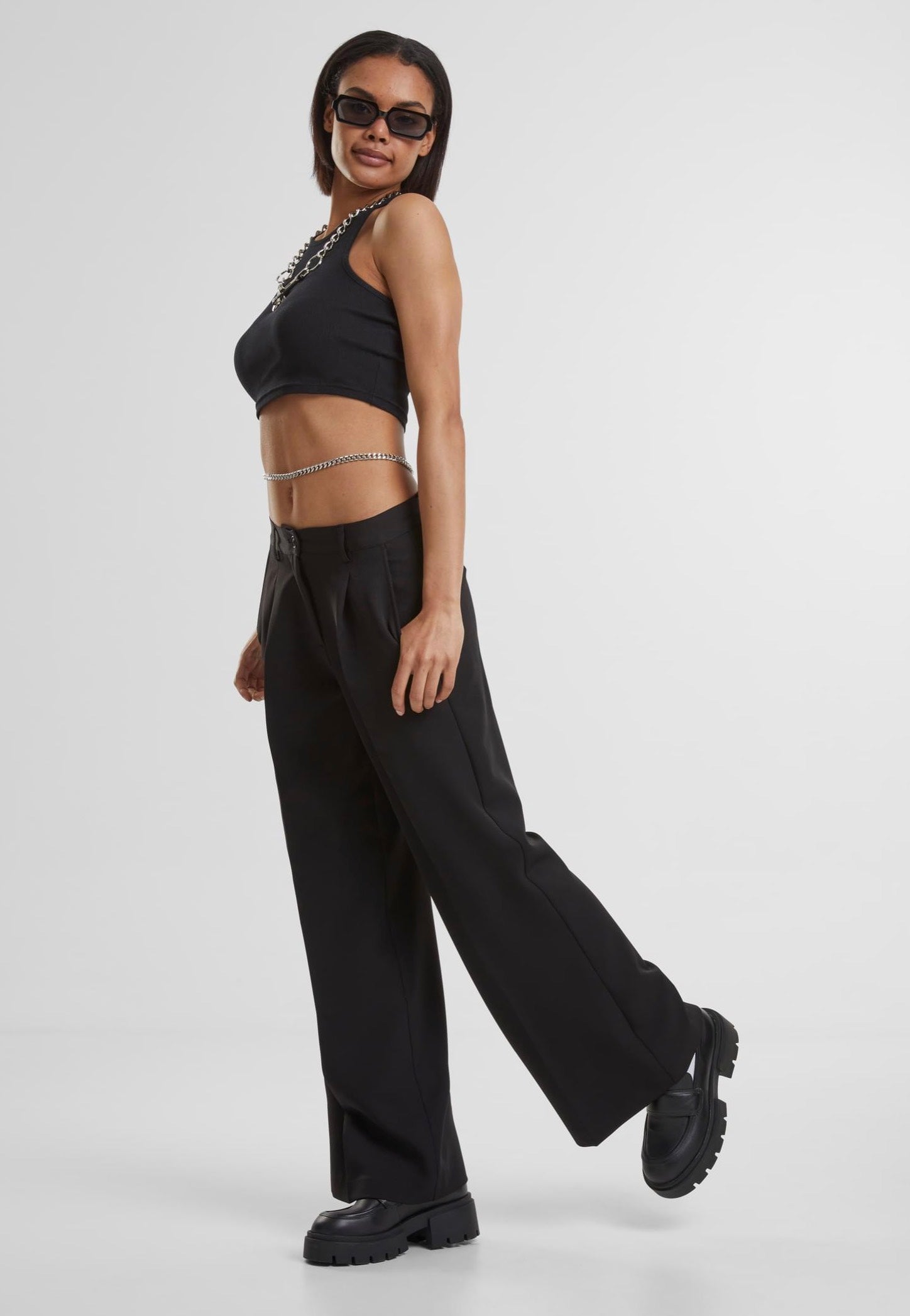 Urban Classics - Ladies Wide Leg Black - Pants Online Sale